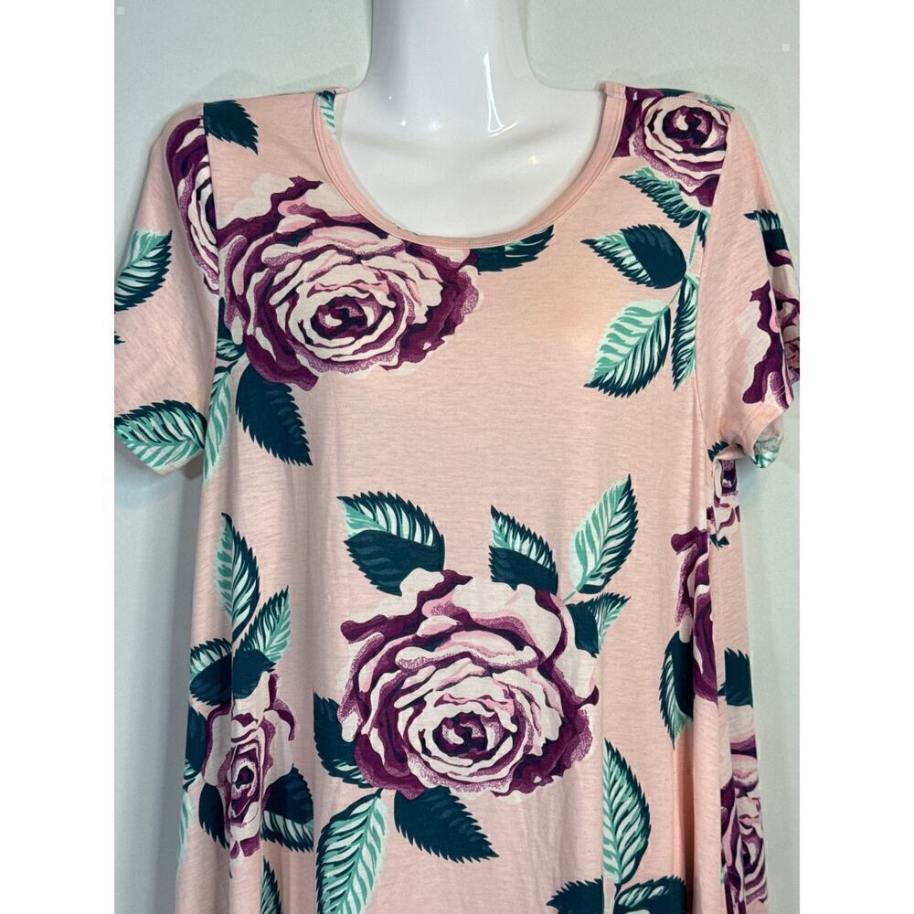 LuLaRoe Big Flowers Jessie Pocket Mini Dress Spring Rose Floral on Pink Small - Picture 3 of 7